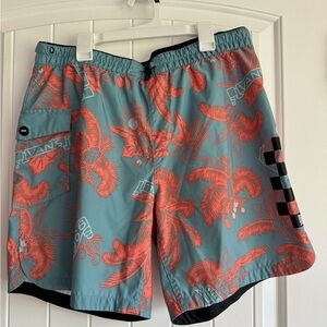 Vans Athletic Blue and Orange Shorts with Elastic Waistband